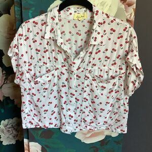 Love Notes Cropped "Cherry" Button Down 🍒